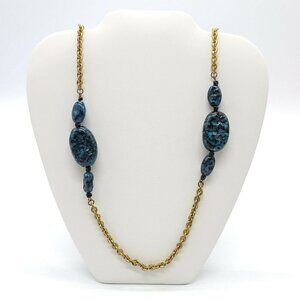 Miriam Haskell 1960s Art Glass Faux Lapis Beaded